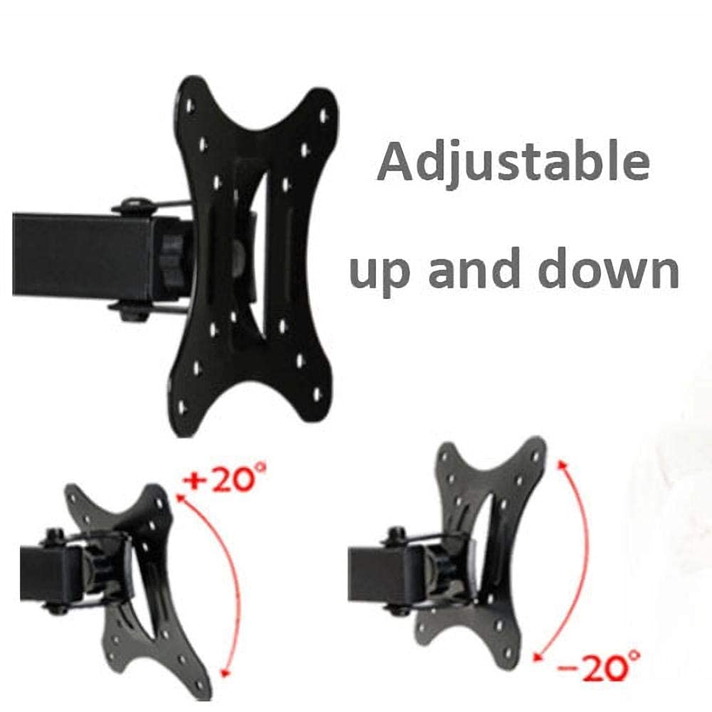 Genérico Soporte de Montaje para TV, Soporte de Pared de Acero Inoxidable para Televisores de 10 a 24 Pulgadas, Altura Inclinable Ajustable, Soporta hasta 15 KG, VESA máx. 100x100 mm