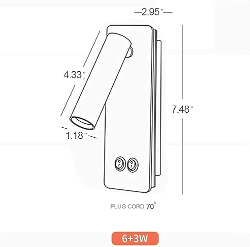 Miniatura 7 de Luces LED de pared de lectura para dormitorio, lámpara de pared nocturna con luz de fondo, apliques de pared ajustables con cable enchufable,