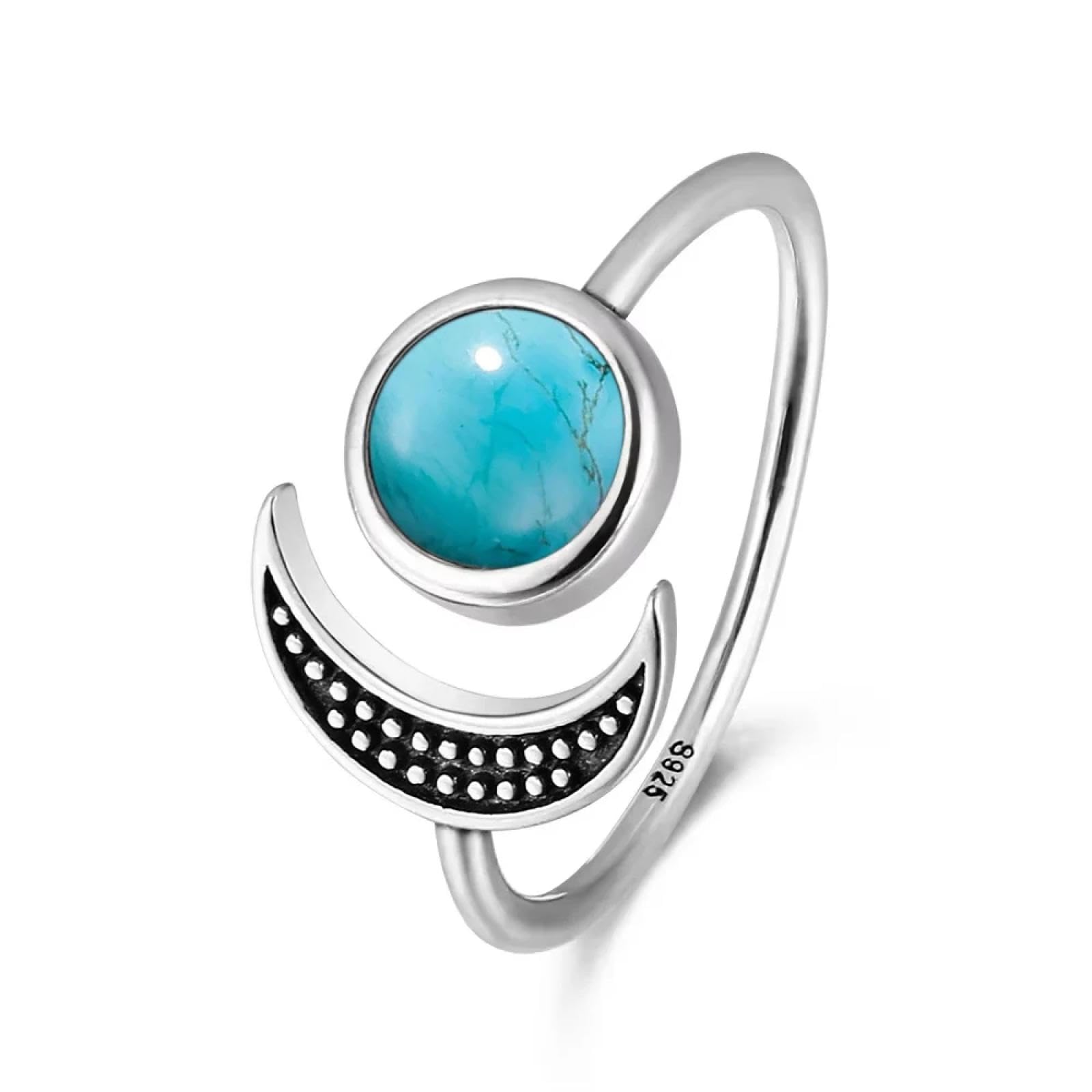 Anello Anelli Gioielli Donna Uomo Anelli Regolabili in Pietra di Luna Naturale per Donna, Colore Argento, A Forma di Luna, Gioielli Raffinati per Feste E Anniversari