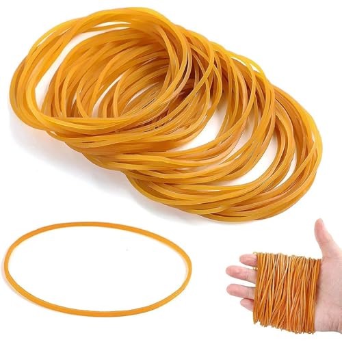 Dreamil 50 gomas elásticas de goma natural, duraderas y resistentes a desgarros, buena elasticidad, reutilizables, esenciales para el hogar, oficina, escuela (amarillo oscuro/60 x 3 mm)