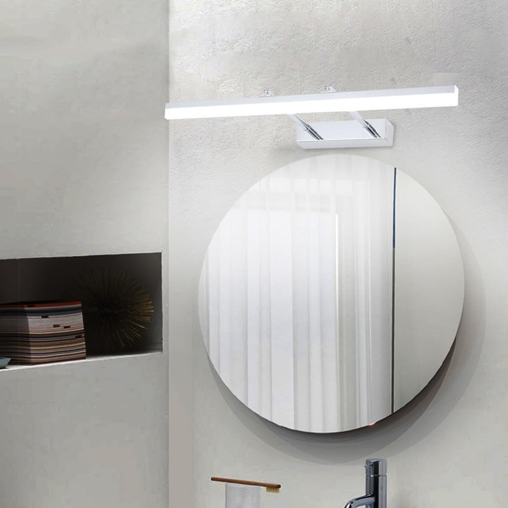 Genérico Lámparas de baño sobre Espejo, lámparas LED para baño, Apliques de Pared sobre Espejo con Brazo retráctil, Acabado Plateado, Apliques de Pared Minimalistas para Interiores.