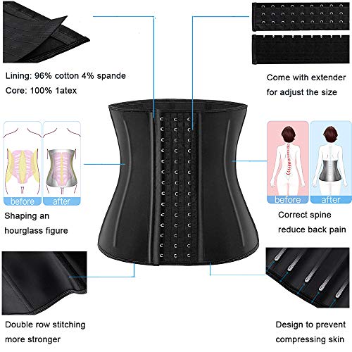 Ecowalson Waist Trainer For Women Corset Cincher Body Shaper Girdle Trimmer With Steel Bones Extender #TOP4