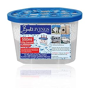 Deshumidificador de habitación, incluye granulado de 230 g, hasta 50 m² de tamaño y 550 ml de líquido, reutilizable