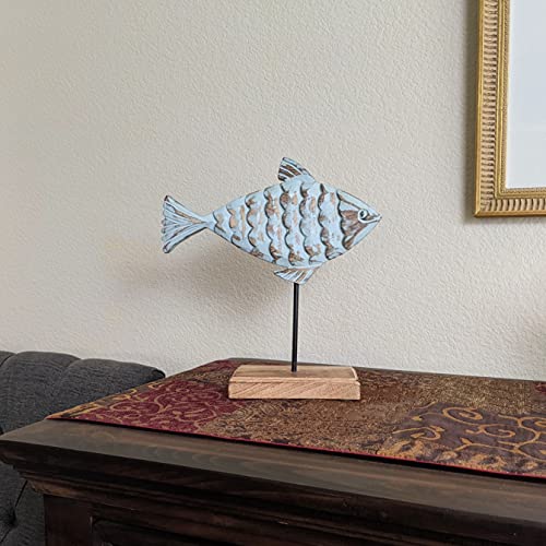 Escultura de Pez de Madera para Decoración de Hogar miniatura 6