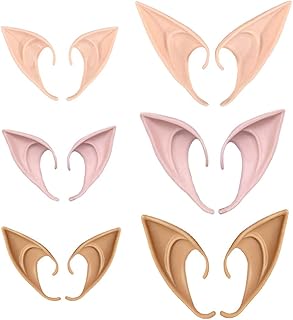 12 Pcs Fairy Pixie Elf Ears,Latex Fairy Pixie Elf,Fairy Goblin Vampire Elven Ears for Cosplay Halloween Christmas Any Themed Party (2 Sizes,3 Colors)
