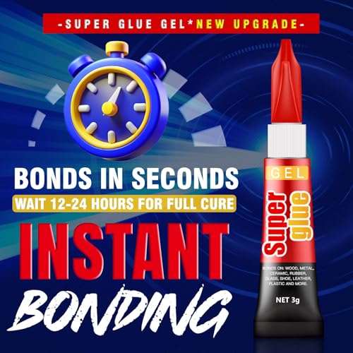 Image of 3 Gram (Pack of 24) Single use Super Glue Gel, Super Fast, Thick & Strong Adhesive Superglue, Cyanoacrylate Glue for Hard Plastics, DIY Craft, Ceramics, Frame, Leather, Metal Etc