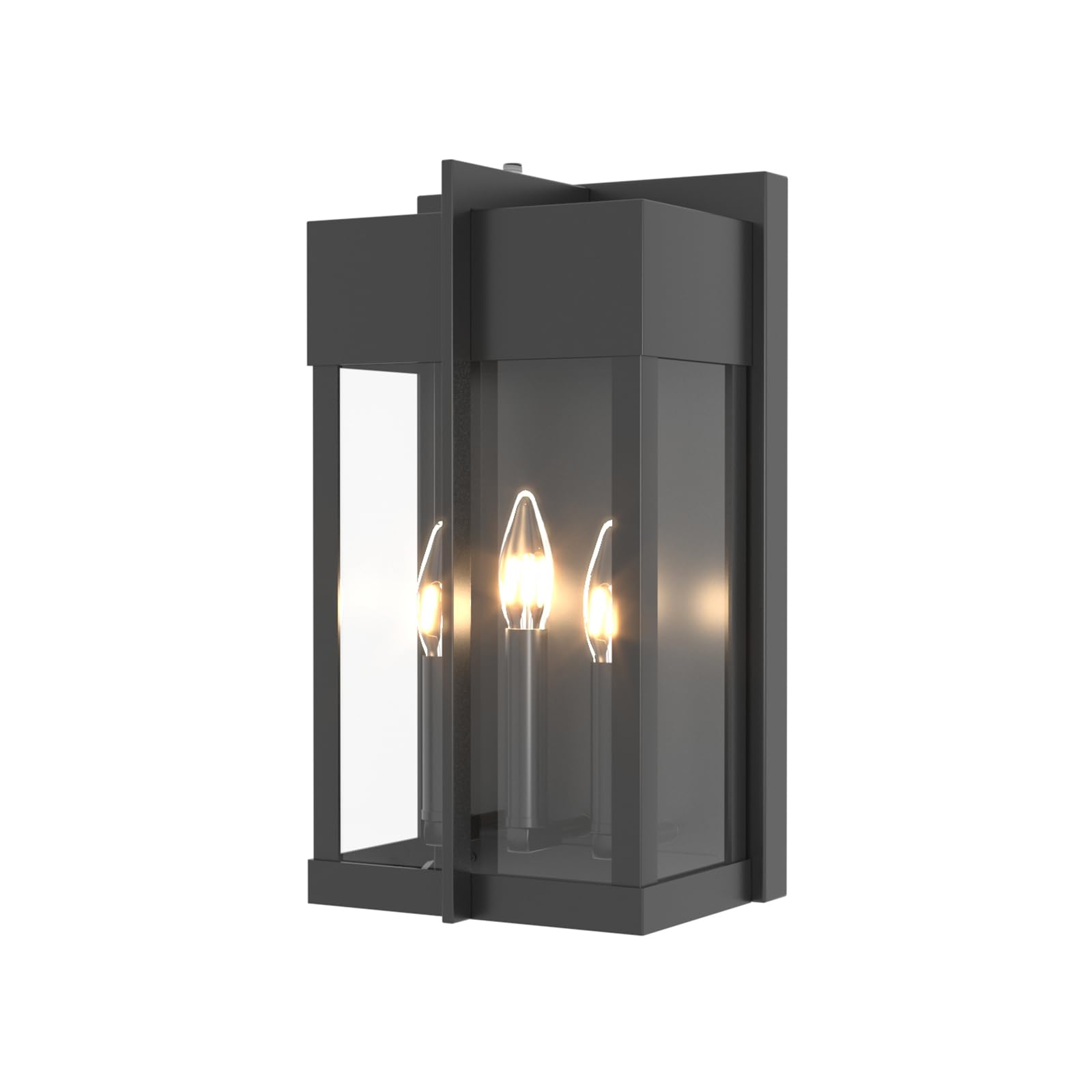 Maxax Dusk to Dawn Outdoor Wall Lantern, 3-Light Outdoor Wall Mount Light Fixture, Modern Exterior Wall Sconce for Porch, Garage, Patio