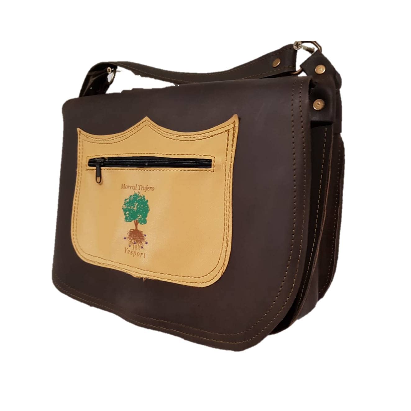 Morral trufero en piel artesanal diseño trufa