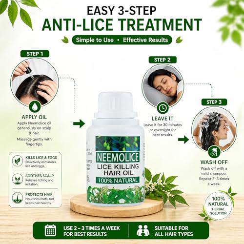 Image of Vibha's | Vibha's Neemolice Oil (Lice Killing Hair Oil) - Natural Herbal Treatment with Neem Extracts for Effective Head Lice & Nit Removal, Soothes Scalp, Reduces Itching, and Prevents Re-Infestation | Safe for All Hair Types - 100 ml