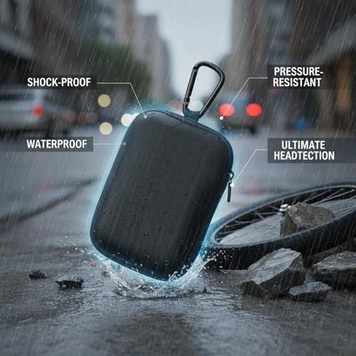 Image of Earbud Case Portable EVA Storage Bag Cell Phone Accessories Organizer with Carabiner for Wired /Wireless Earphone, Earbud, Earpieces, SD Memory Card, Camera Chips, Tech Pouch, Rectangle, Black
