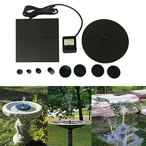 DZW Kit de Bomba de Fuente Solar con Placa Flotante 1.5 W birdbath Fuente Bomba de Agua Sumergible para baño de pájaro, Tanque de Peces, Estanque pequeño, decoración de jardín