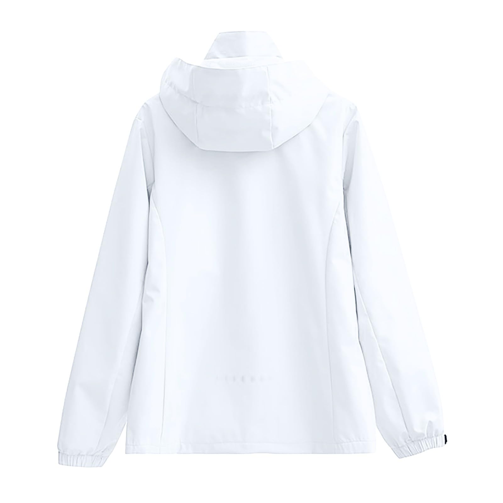 Veste de pluie pour femme - Grandes tailles - Imperméable - Veste toutes saisons - Avec capuche amovible - Veste douillette - Poches avant passepoilées - Veste de sport zippée - Sweat-shirt solide