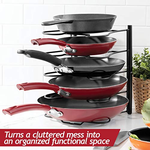 pan organizer and pot lid organizer (6 Tier) SET OF 2 Bronze - Free standing pots and pans organizer - pan rack includes vertical or horizontal to keep pots and pans storage