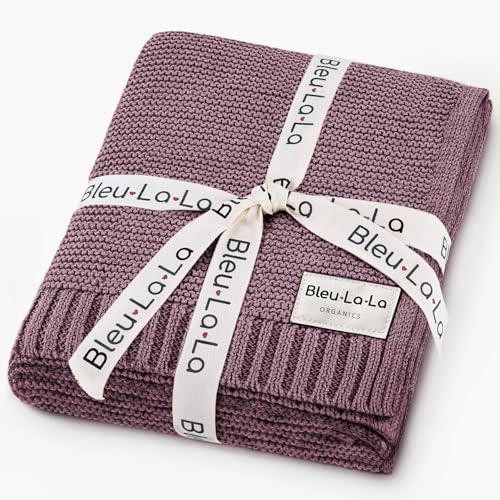 Image of Organic Cotton Receiving Swaddle Blanket for Girls - 100% Luxury Soft Organic Cotton Knit Warm Cozy Stroller Crib Quilt Swaddle Blanket for Newborns Infants Babies & Toddlers (0-2Yrs - Sugar Plum)