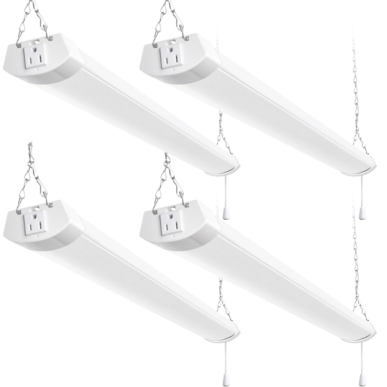 hykolity 4FT 120W LED Shop Light Linkable, 13000lm(400w Equivalent), 5000K Utility Shop Lights for Garages, Workshops, Basements, Hanging or Flush Mount, with Power Cord and Pull Chain, ETL, 4 Pack