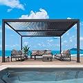 RoyalCraft 12'x16' Adjustable Louvered Pergola, Heavy-Duty Aluminum Outdoor Pergola, Metal Hardtop Pergola with Adjustable Roof for Patio, Deck, Garden, Yard, Black