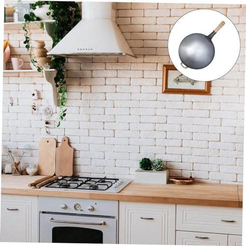 Wok grueso con mango para cocina y estufas a gas miniatura 5