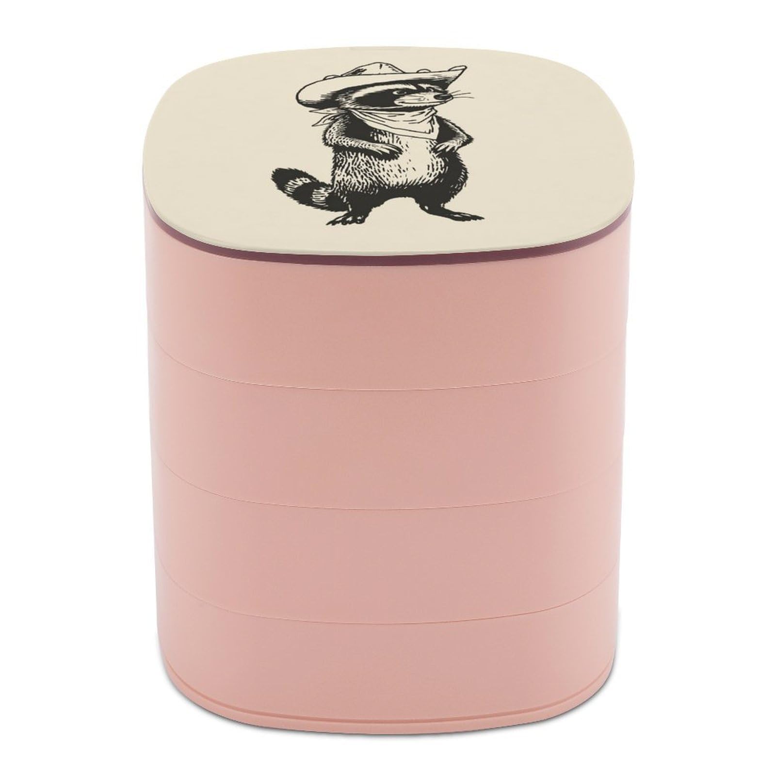 Jubonexis Minimalist Raccoon Wearing Cowboy Hat Jewelry Boxes for Women, Earring Holder Organizer Rotating Jewelry Organizer for Necklaces Bracelets Ring