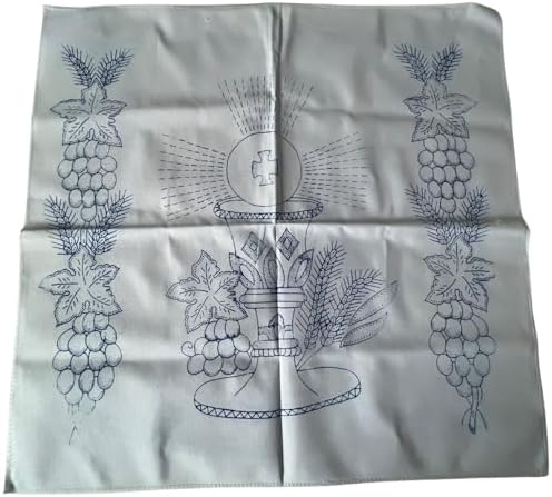 Mexican Embroidery Napkins, Set of 4, 70 cm x 70 cm (27 in x 27 in), Gabardine Fabric, Assorted Designs, DIY Embroidery (Catholic 27 in)