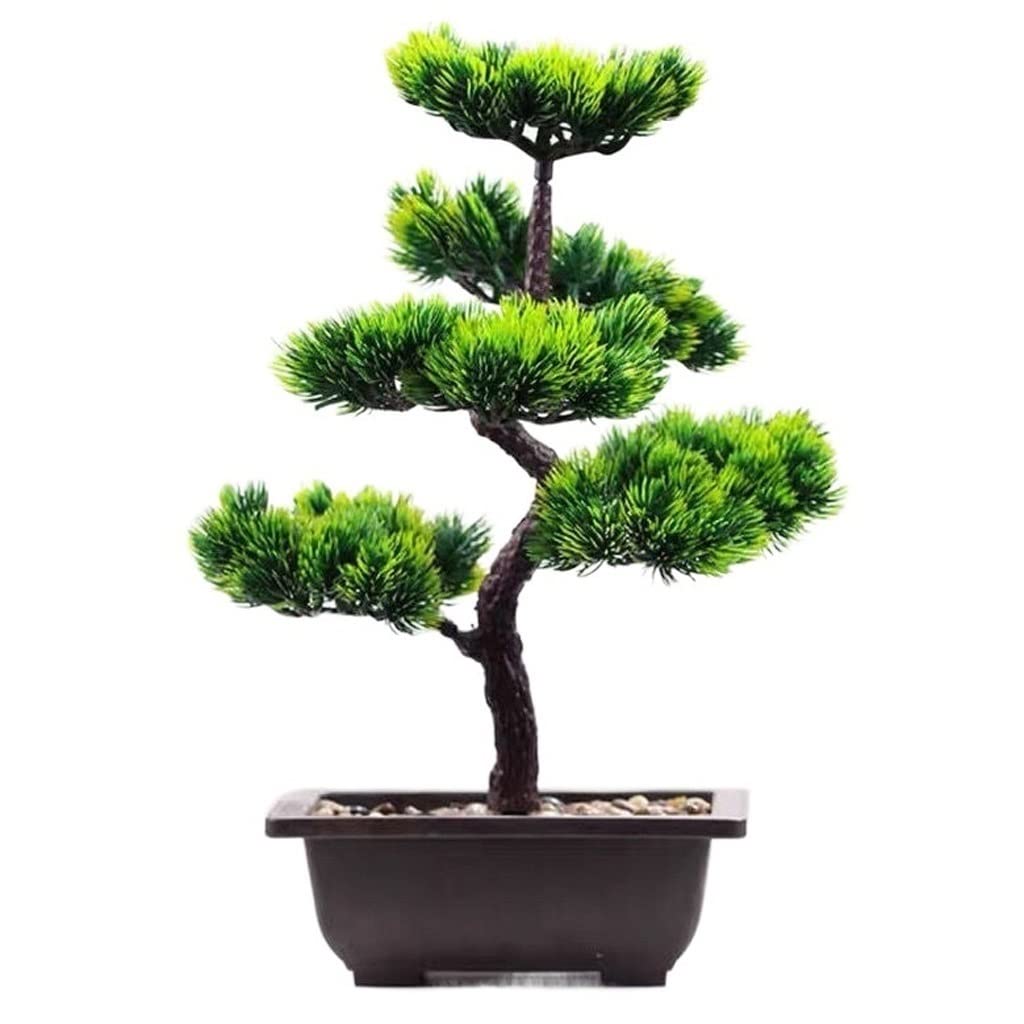 Plantas Artificiales de Interior, Pino, simulación de bonsái, Planta Verde, Maceta de cerámica, decoración para Sala de Estar, Escritorio, Oficina, Escritorio, Planta Falsa
