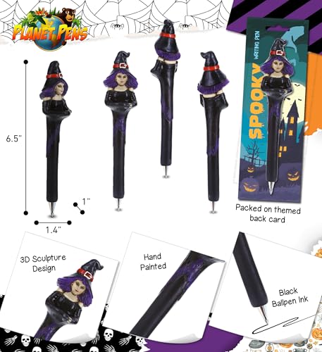 Planet Pens Spooky Witch Novelty Pen - Fun and Unique Kids and Adults Ballpoint Pen, Colorful Purple Witch Writing Pen Instrument For School & Office Desk Decor - Thumbnail 3