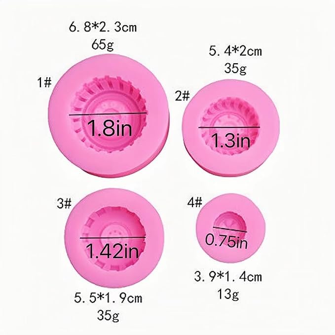 Stampi In Silicone A Forma Di Ruota Per Dolci E Cioccolatini, Set Da 4 Pezzi Per Decorazioni Fai Da Te - 6