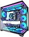 ANSAITE ATX PC Case 7 PWM ARGB Fans Pre-Installed,Mid Tower Computer Case with Full-View Dual Tempered Glass, Type-C Gaming PC Case,Black,K09