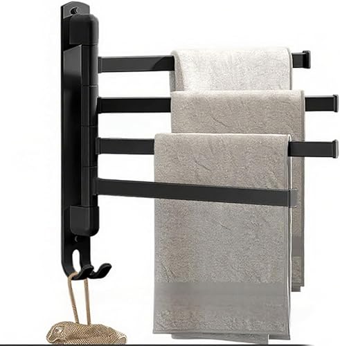 Toallero, toallero giratorio mejorado de aluminio de aviación cuatro en uno, toalleros para baño, ahorro de espacio, oscilante, rotación de 180,