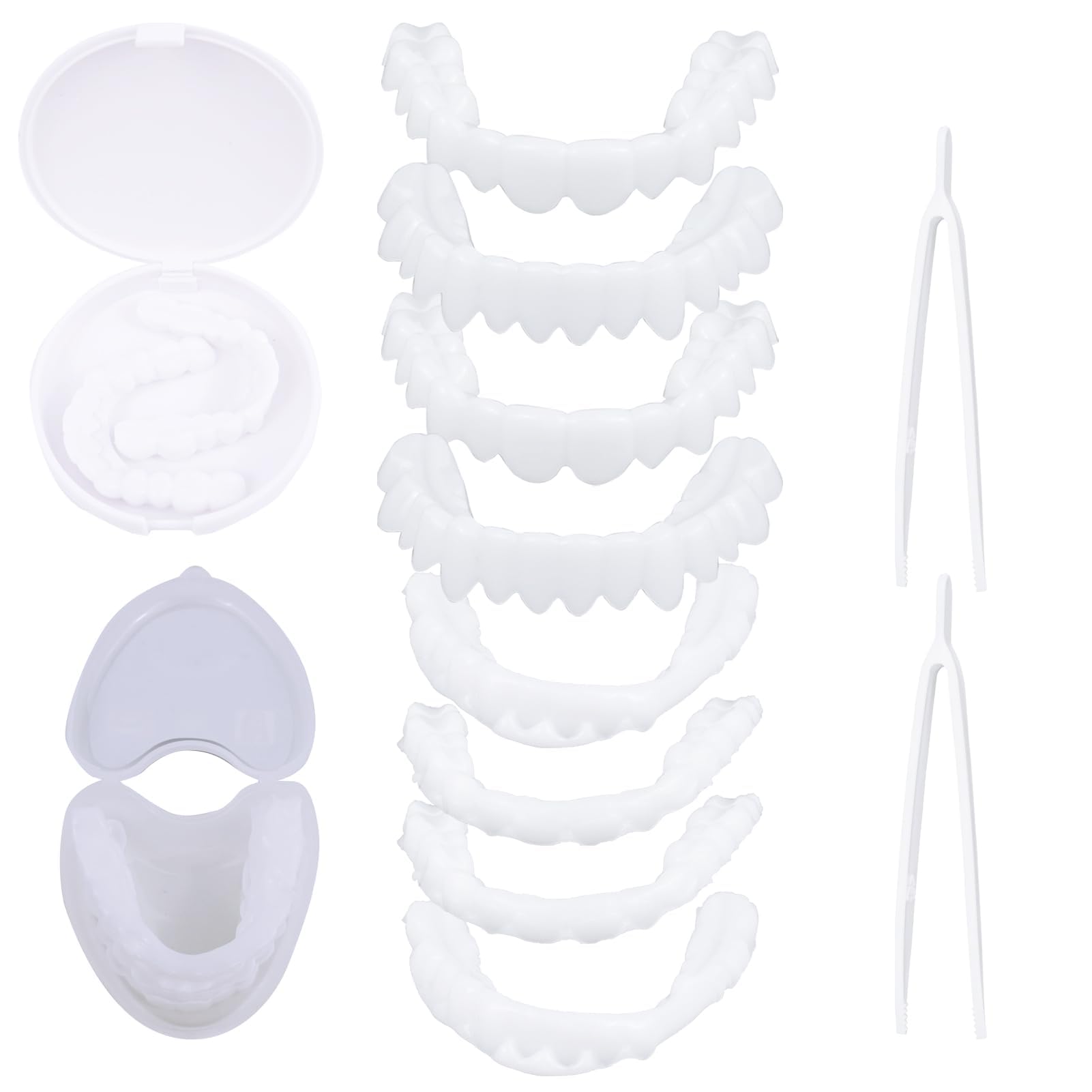 Snap on Veneers Teeth 2Pairs Instant Veneers Dentures False Teeth Whitening Cosmetic Clip in Veneers Teeth with HeartBox Fake Teeth Veneers Top and Bottom for Men Women Regain Confident Smile