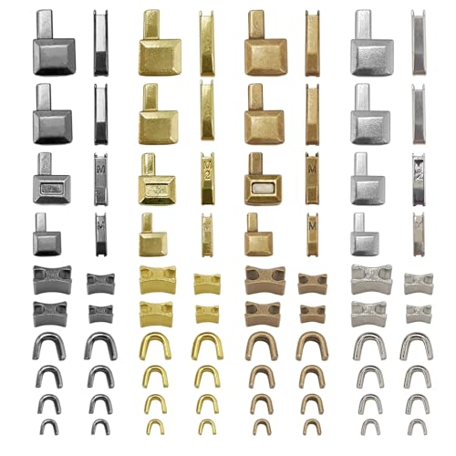 80pcs Metal Zipper Insertion Pin Kit Zipper Head Slider Accessories Stopper Repair Latch Slider Retainer Open-End Bottom Top Stops for Jackets Coats 4 Colors DIY Sewing Replacement 4 Sizes