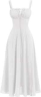 Women Floral Corset Dress Summer Dress 2025 Boho Flowy Slit Lace Up Midi...
