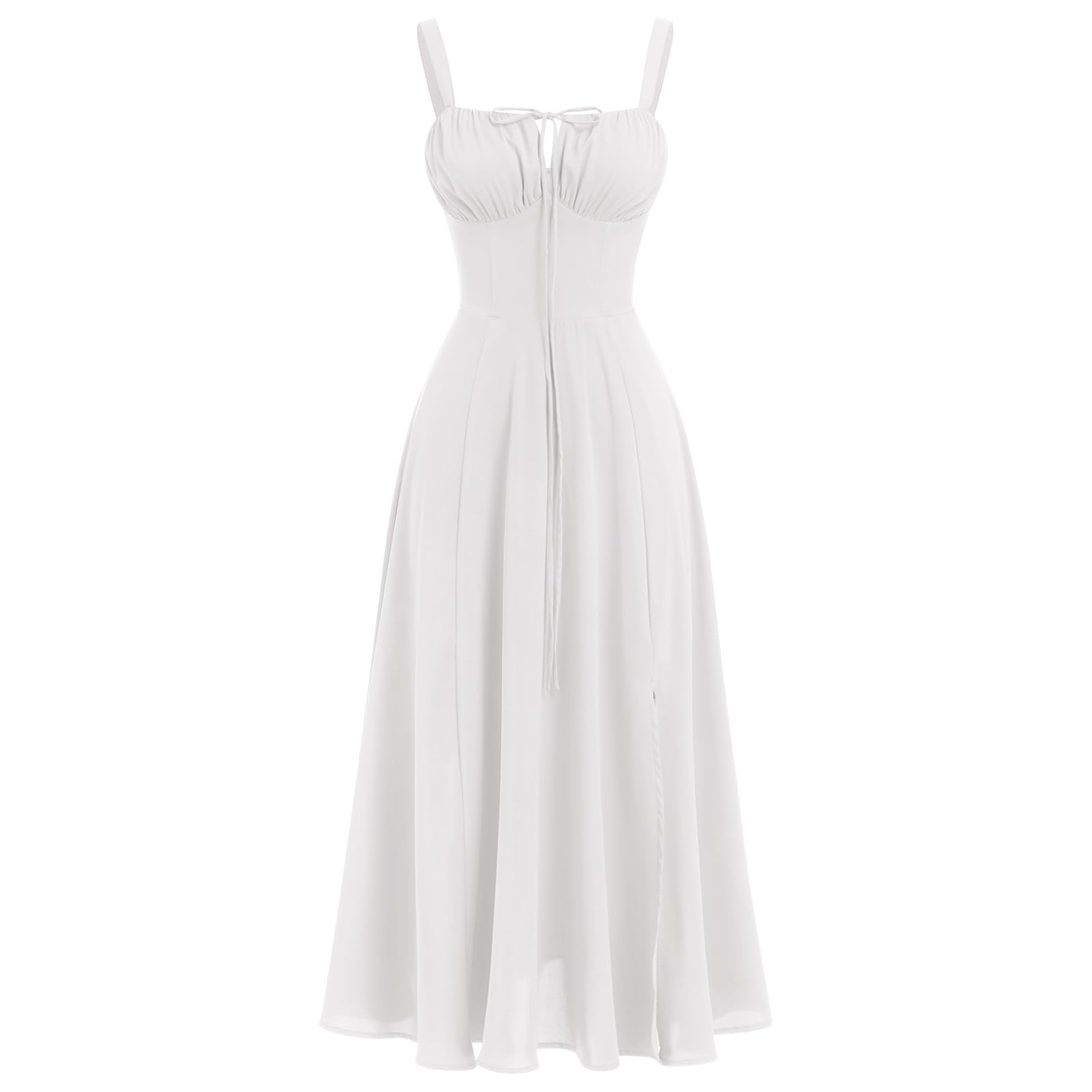 Odizli Damen Sommer Sexy Ärmellos Spaghettiträger Boho Blumen Lang Kleid mit Schlitz