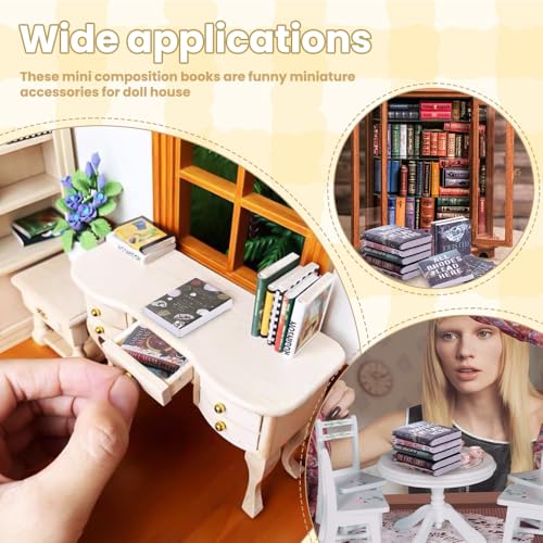 image for DIYDEC 300pcs Mini Books Miniatures Dollhouse Books for Anxiety Booksh
