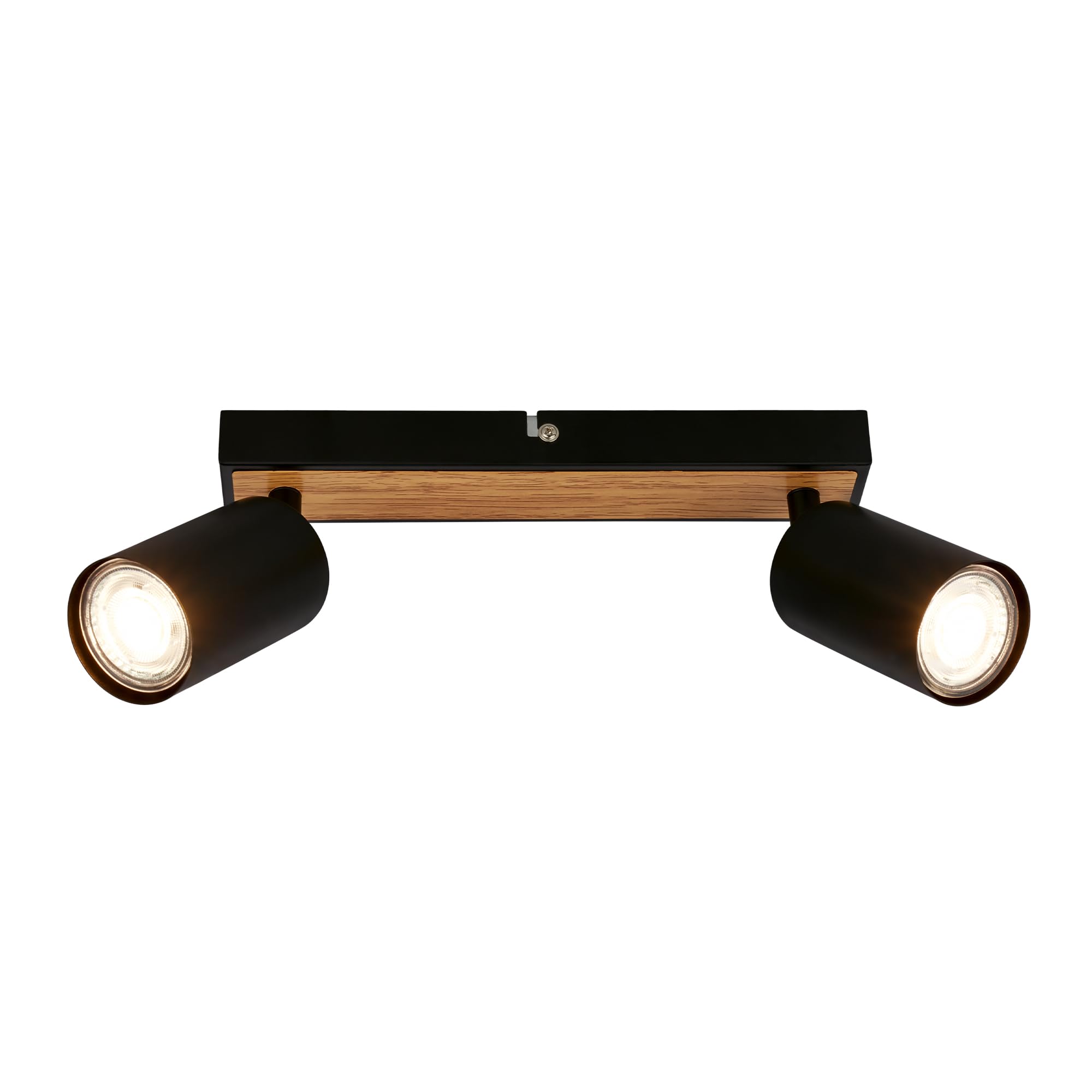 Briloner - Lampada da soffitto, orientabile, attacco GU10, max. 9 W, plafoniera, lampada soggiorno, cucina, faretto da soffitto, illuminazione da soffitto, 25,5 cm, legno nero, 2 Luci