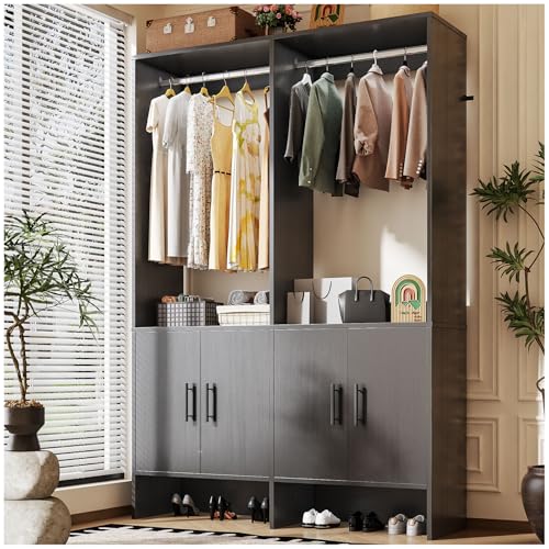 Catálogo de Closet Armable Bodega Aurrera los más recomendados. 47 Simple Wisdom Closet armables para Ropa, Closet armables con Puertas de gabinete, Dos Filas de ropero armables (Negro)