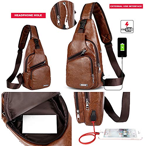 Peicees-Mens-Leather-Sling-Bag-with-USB-Charger-Travel-Gym-Bike-Laptop-iPad-Camera-Sling-Chest-Crossbody-Backpack-Multipurpose-Sling-Shoulder-Daypack-for-Men-College-Teens-Boys-Style1-Black-Style1-Bla