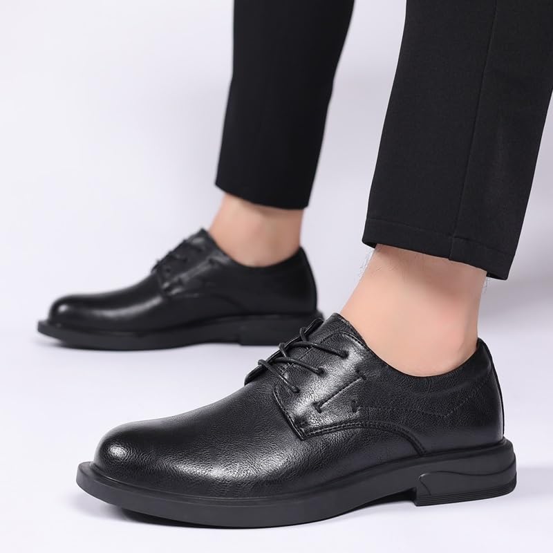 Mens Dress Oxford Lace Up Business Round Toe Prom Rubber Sole Slip Resistant Shoe Pu Leather2