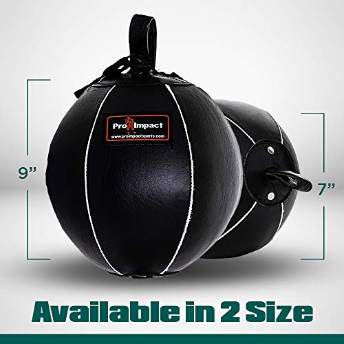 Image of Genuine Leather Double End Boxing Punching Bag - Speed Striking & Dodge Training Ball for MMA, Muay Thai, Boxing, Gym Workout - Includes Cords & Hooks for Easy Setup