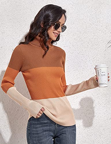 Image of Rocorose Women's Ribbed Turtleneck Sweater Long Sleeve Knitted Solid Pullover