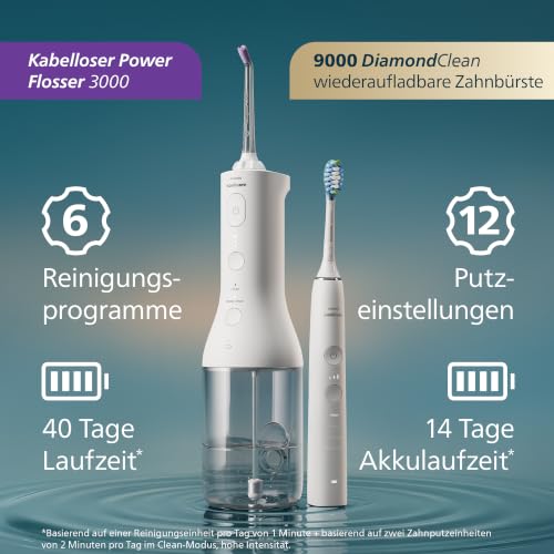 Philips Sonicare kabellose Power Flosser Munddusche und DiamondClean 9000 elektrische Zahnbürste – Saubere Zähne… – Ansicht 4