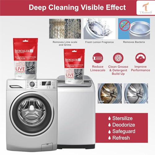 Image of Washing Machine Cleaner & Descaling Powder, Descaler for top load and front load | Washing Machine Drum Cleaner & Tub Cleaner | 100g (Pouch Of 10)