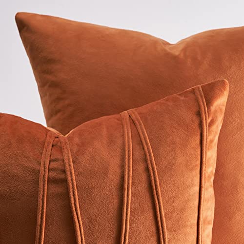 Top Finel Burnt Orange Spring Decorative Square Throw Pillow Covers 20 X 20 Inch Minimalist Soft Particles Velvet Solid Rust Plain Cushion Covers For Couch Bedroom Car Fall 50 X 50 Cm,Pack Of 2 #TOP1