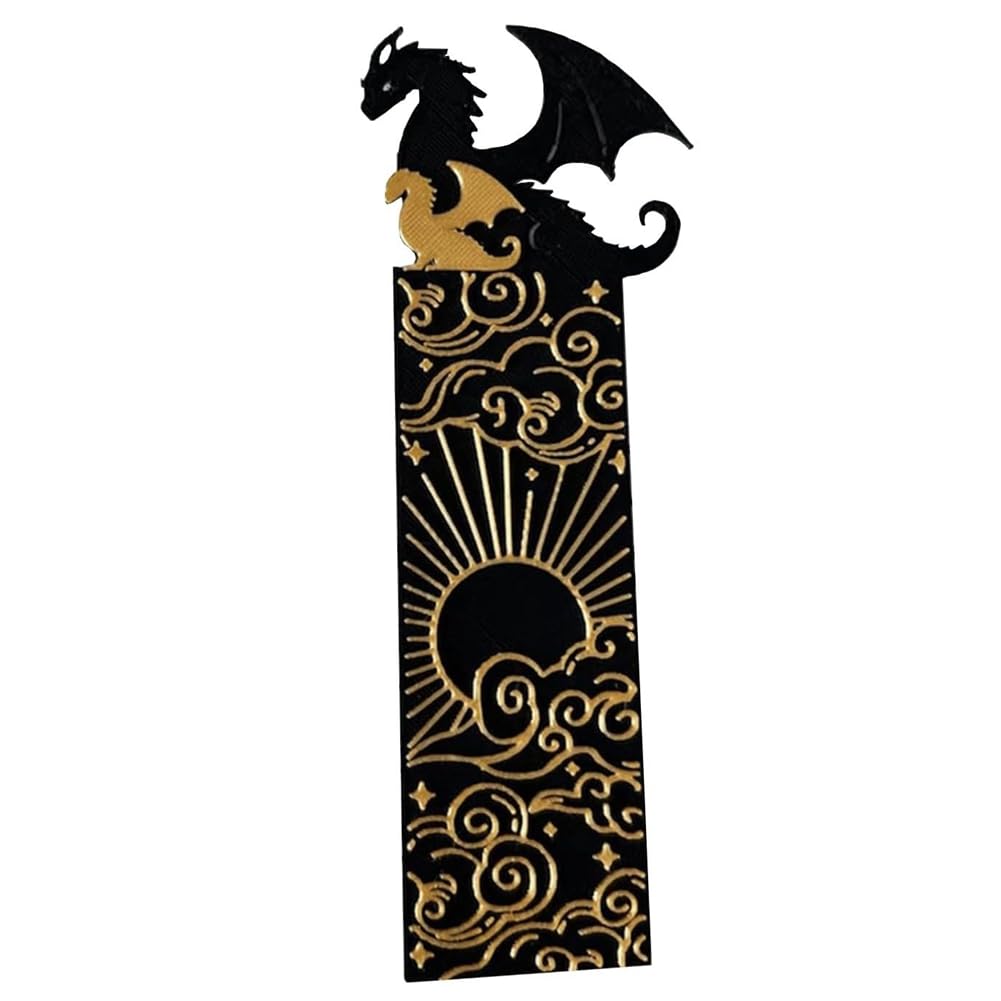 Simpls Marcadores de DragóN para Hombres, Accesorios de Libros para Amantes de la Lectura, MarcapáGinas para Leer Dragones Negros y Dorados,A