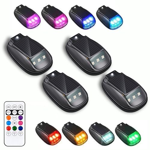 Koconh Waterproof Solar Car Roof Light with Remote, Wireless Solar Cab Lights for Truck, No Drill 8 Color LED Roof Marker Lights (4)