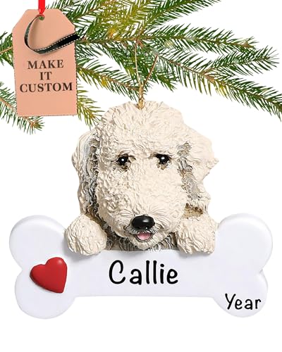 Personalized Labradoodle Dog Bone Ornament 2026 for Dog Moms & Dads, Heart