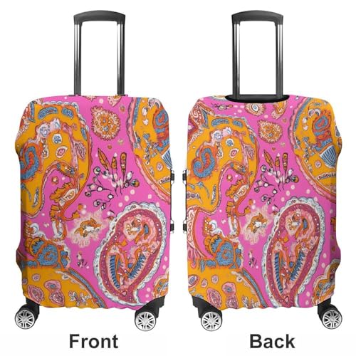 Vintage Paisley Pinkcolor Luggage Covers Washable Travel Suitcase Cover Elastic Baggage Protector3