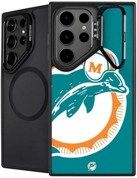 Skinit Kickstand Phone Case Compatible with Galaxy S25 Ultra - Officially Licensed NFL Miami Dolphins Retro Logo Design