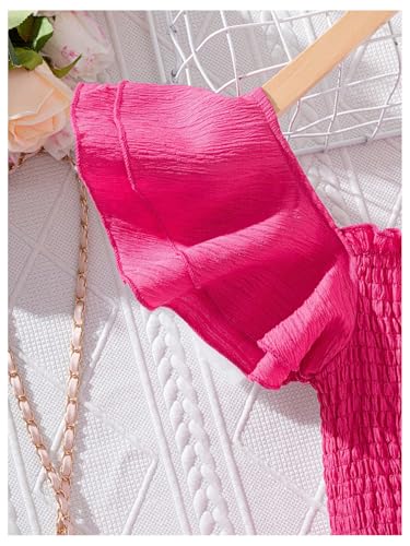 OYOANGLE Girl's Ruffle Cap Sleeve Square Neck A Line Short Dress Shirred Party Dresses3