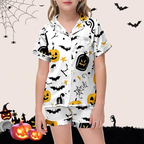 Girls Halloween Outfit Set Casual Round Neck Printed Top and Pants Toddler Kids Comfortable Everyday Wear Spring3