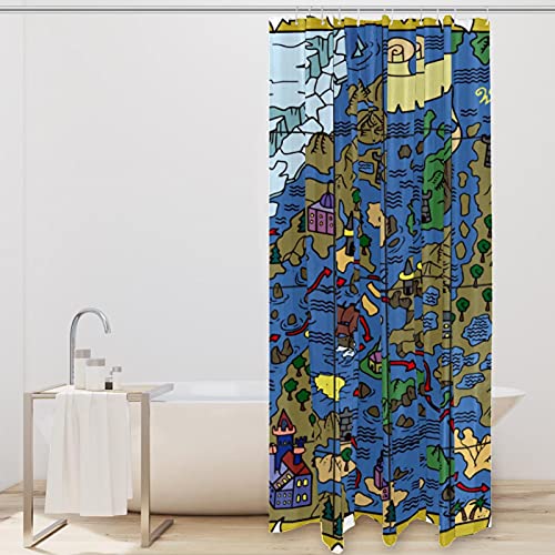 Rideau de douche carte de pirate et crochets pour douche et baignoire - 3